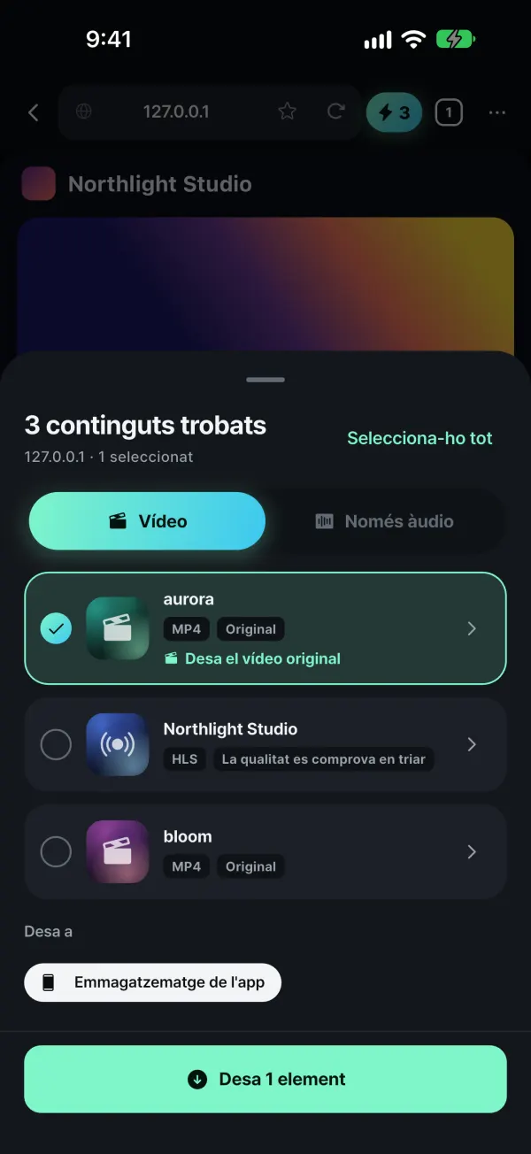 Desa els teus propis vídeos