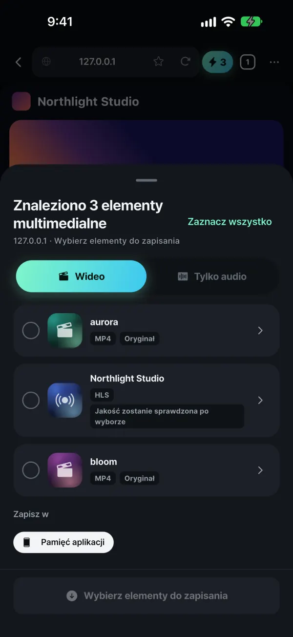 Wykrywa odtwarzane multimedia